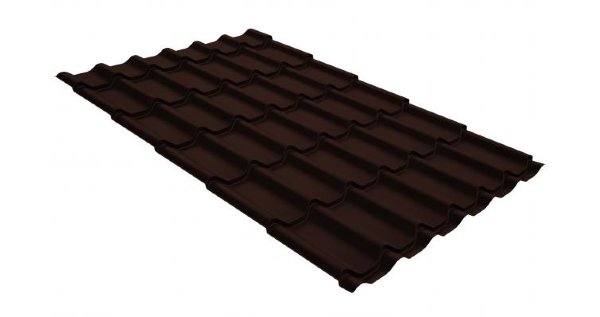 Металлочерепица классик GL 0,5 GreenCoat Pural RR 887 шоколадно-коричневый (RAL 8017 шоколад) купить в Копейске