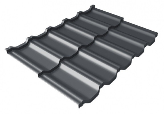 Металлочерепица модульная Квинта Uno Grand Line c 3D резом 0,5 Satin Мatt RAL 7024 мокрый асфальт купить в Копейске