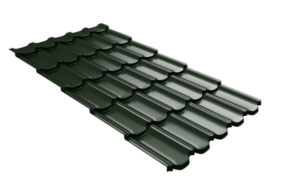 Металлочерепица квинта плюс с 3D резом 0,5 GreenСoat Pural Matt RR 11 темно-зеленый (RAL 6020 хромовая зелень) купить в Копейске