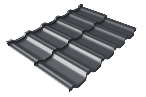 Металлочерепица модульная Квинта Uno Grand Line c 3D резом 0,45 PE RAL 7024 мокрый асфальт купить в Копейске