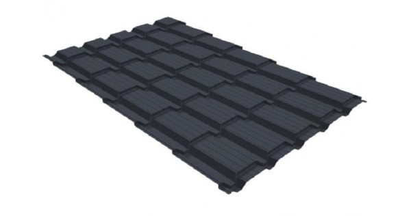 Металлочерепица GL квадро профи 0,5 GreenCoat Pural RR 23 темно-серый (RAL 7024) мокрый асфальт купить в Копейске