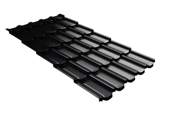 Металлочерепица квинта плюс с 3D резом 0,5 Satin Мatt RAL 9005 черный купить в Копейске